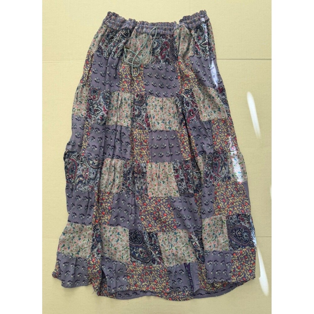 Bohemian Patchwork Rayon Long Skirt One Size Purple Multicolor Made in India